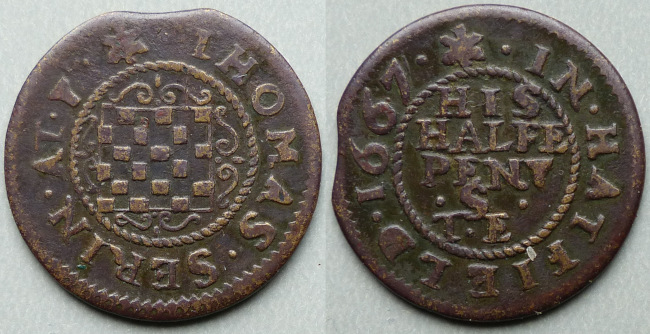 Hatfield, Thomas Serin 1667 halfpenny Hatfield, Thomas Serin 1667 halfpenny